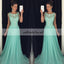 Round Neckline Applique Beaded Prom Dress, A-Line Chiffon Prom Dress, KX382