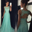 Round Neckline Applique Beaded Prom Dress, A-Line Chiffon Prom Dress, KX382