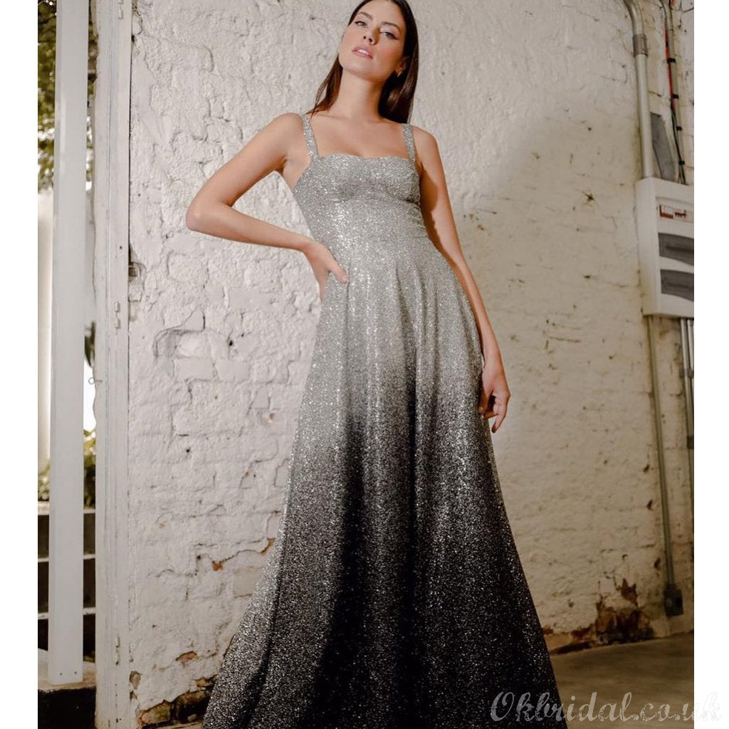 Newest Sequin Sparkly A-line Backless Gradual Prom Dress, FC3997