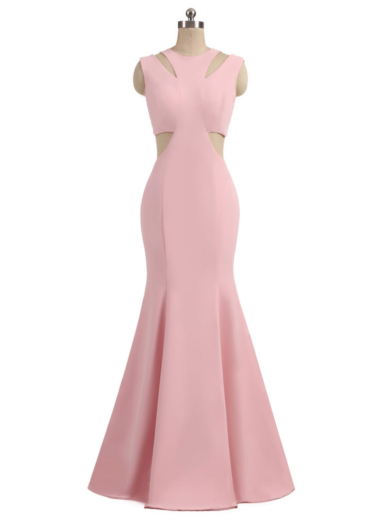 Charming Mermaid Jersey Sleeveless Simple Cheap Long Prom Dress, FC402