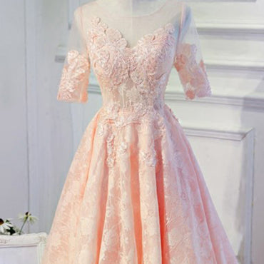 A-line Floor-length Cap Sleeves Appliques And Beading Long Prom Dresses, PD0123