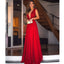 Red A-Line Backless Sexy Deep V-neck Beads Sleeveless Chiffon Prom Dress, FC409