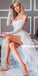 Off Shoulder Long Sleeves Organza Sweetheart Charming Slit Prom Dresses, FC4333