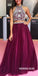 Elegant Two Pieces Open-Back Tulle A-Line Beaded Prom Dress, FC435