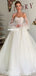 Charming A-line Tulle Backless Long Sleeves Sweetheart Lace Wedding Dresses, FC4455