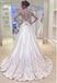Long Wedding Dress, Satin Wedding Dress, A-Line Bridal Dress, Applique Wedding Dress, Lace Wedding Dress, Long Sleeve Wedding Dress, Elegant Wedding Dress, LB0451