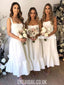 Fashion A-line Satin Straight Neckline Backless Bridesmaid Dress, FC4582