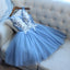Tulle Sleeveless Homecoming Dress, Applique Knee-Length Homecoming Dress, KX472