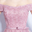 Tulle Off-Shoulder Applique Junior School Dress, Lace Homecoming Dress, LB0480