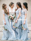 Honest A-line Chiffon 1/4 Sleeves Lace Long Bridesmaid Dress, FC4862