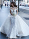 Stunning Off Shoulder Lace Backless 3D Flowers Wedding Dresses, FC4880