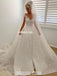 Gorgeous A-line Cap Sleeve Backless Beaded Long Wedding Dresses, FC4912