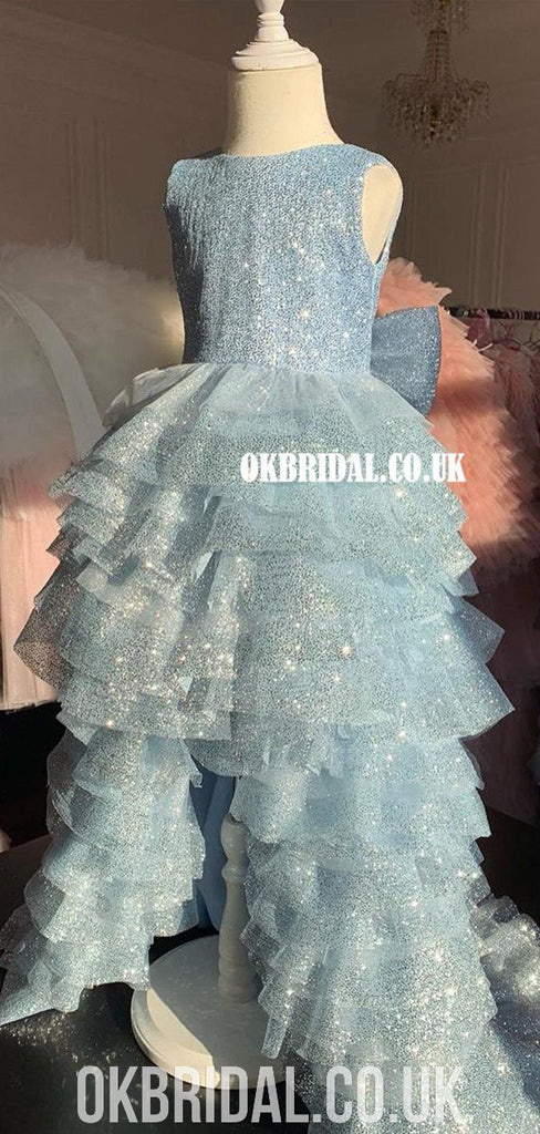 Elsa Inspired Sparkly Sequin High-low Flower Girl Dress, FC4933