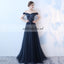Off Shoulder Lace Prom Dress, Charming Applique Beaded Vintage Prom Dress, KX519