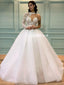 Stunning A-line Lace Long Sleeve Backless Wedding Dresses, FC5392
