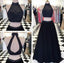 Two Pieces A line Black Evening Prom Dresses, Sexy Backless Party Prom Dress, Custom Long Prom Dress, Cheap Party Prom Dress, Formal Prom Dress, 17025
