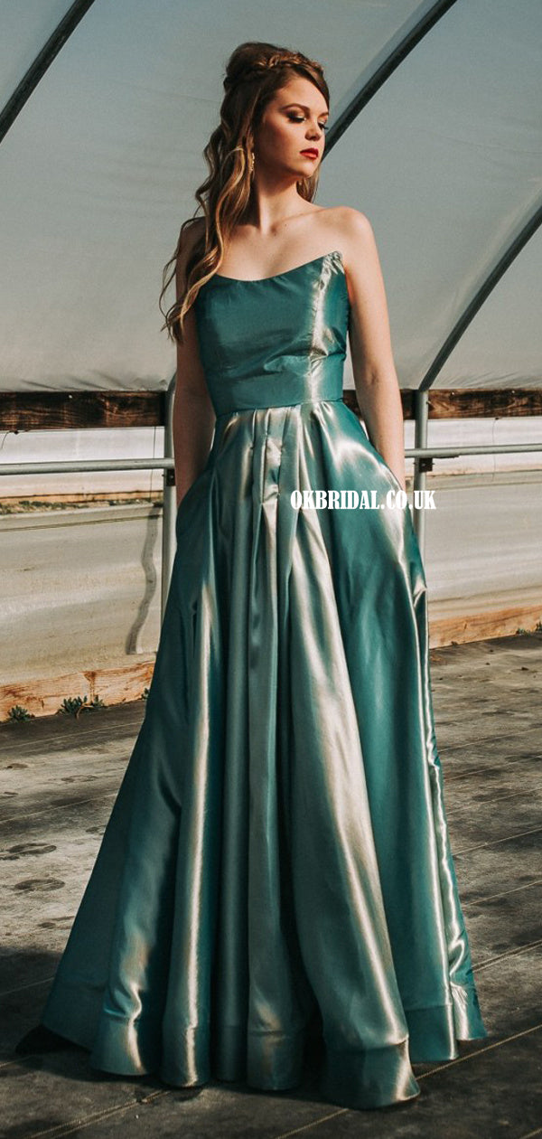 Simple Designed A-line Satin Backless Long Prom Dresses, FC5403 Simple Designed A-line Satin Backless Long Prom Dresses, FC5403