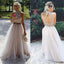 Long Prom Dresses, Tulle Prom Dresses, A-Line Party Dresses, Two Pieces Evening Dresses, New Arrival Prom Dress with Beads , Sexy Prom Dresses, Open-Back Prom Dress, LB0543
