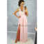 Pink Lace Prom Dress, V-Neck Prom Dress, Sexy Side Split Prom Dress, KX55