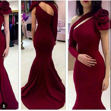 Cheap Simple Formal Chiffon One Shoulder Floor-Length A Line Maxi Bridesmaid Dresses, WG136