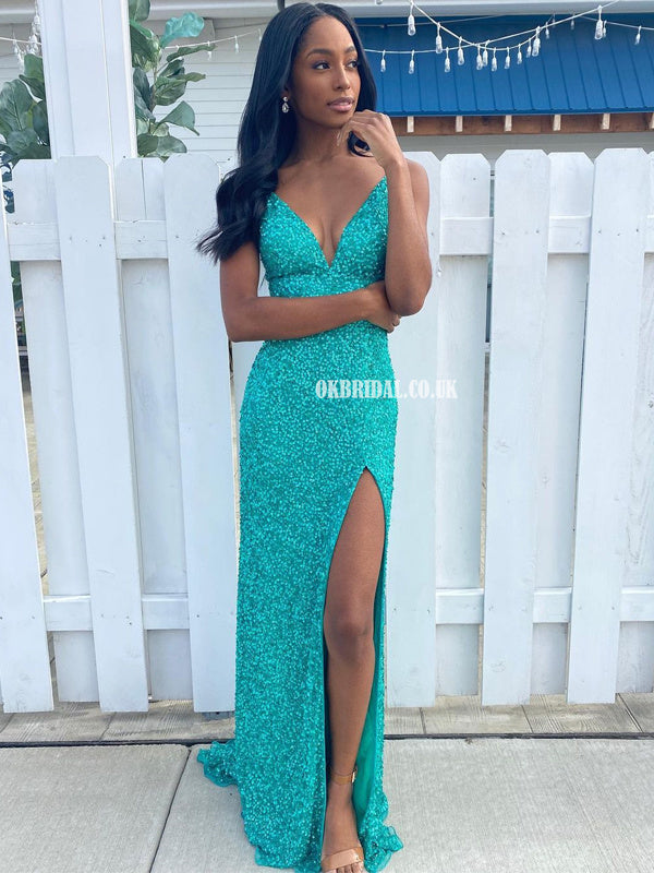 Sequins Simple Long Prom Dresses, Sexy V-neck 2021 Prom Dresses Sequins Simple Long Prom Dresses, Sexy V-neck 2021 Prom Dresses