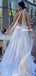 Halter A-line Lace Backless Tulle Elegant Long Wedding Dresses, FC5868