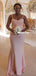 Spaghetti Straps Mermaid Backless Soft Satin Bridesmaid Dress, FC5957