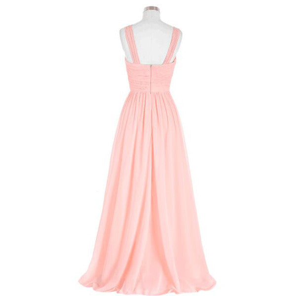 Elegant Pink Bridesmaid Dress,Long Chiffon Beach Bridesmaid Dresses,2017 Wedding Formal Dress,220060