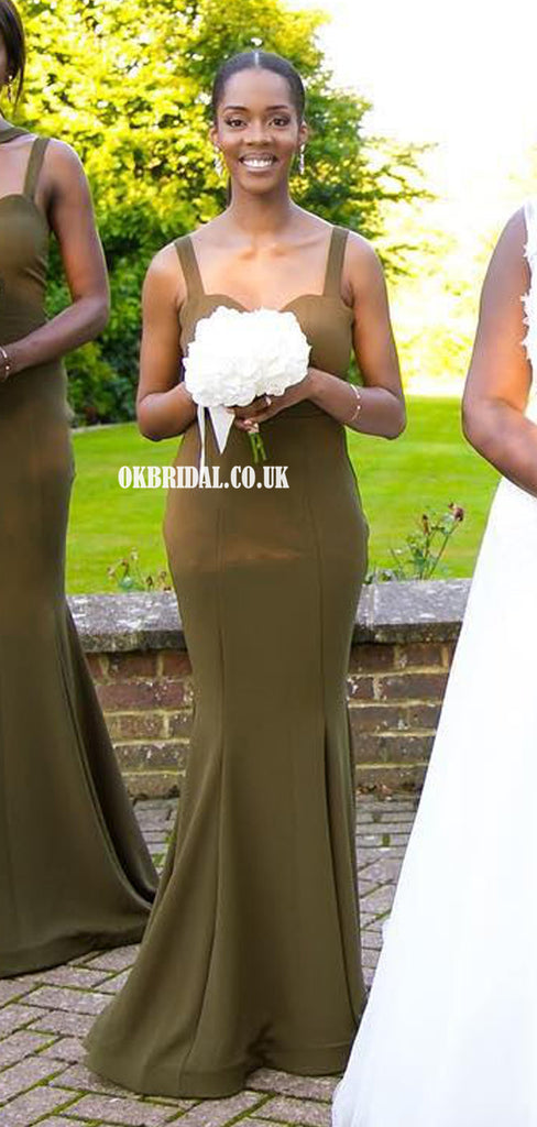 Mismatched Olive Green Mermaid Jersey Floor-length Bridesmaid Dress, FC6065