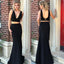 Black Two Pieces Prom Dresses, Simple Design V-Neck Prom Dresses, KX608