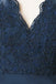 New Long Lace Top Bridesmaid Dresses, Navy Blue Chiffon Bridesmaid Dresses, 220062