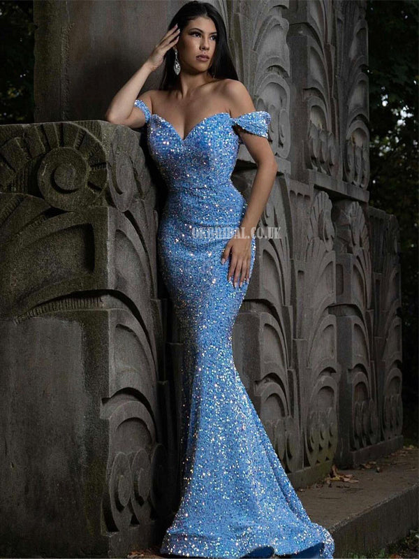 Off The Shoulder Popular Long Prom Dresses, Fashion Mermaid Prom Dresses