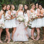 White Short Chiffon Bridesmaid Dress, Knee-Length Bridesmaid Dress, KX646
