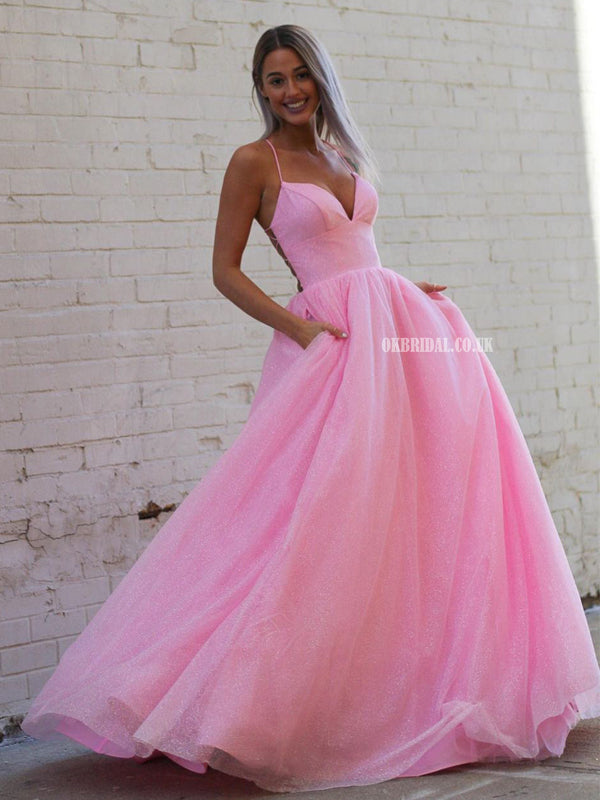 Smileven Hot Pink Corset Prom Dresses A Line Spaghetti Strap