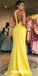 Mermaid Prom Dress, Yellow Prom Dress, Backless Prom Dress, Sexy Prom Dress, Satin Prom Dress, KX64