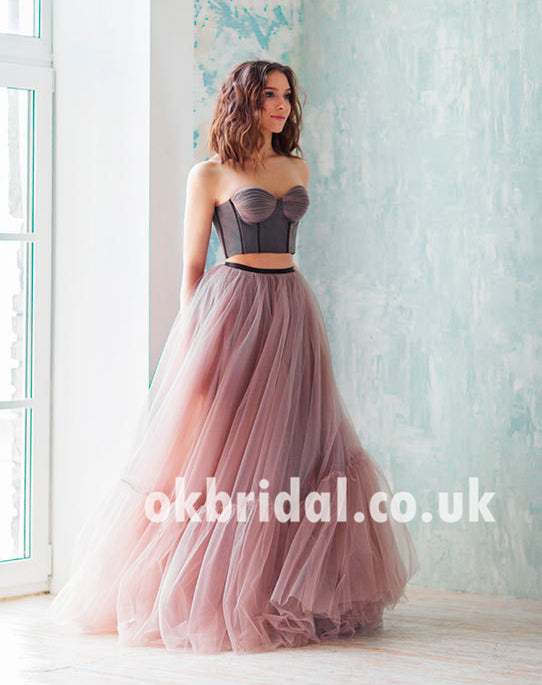 Two Pieces Sweet Heart Prom Dresses, Tulle Backless Prom Dresses, Prom Dresses Online, KX663