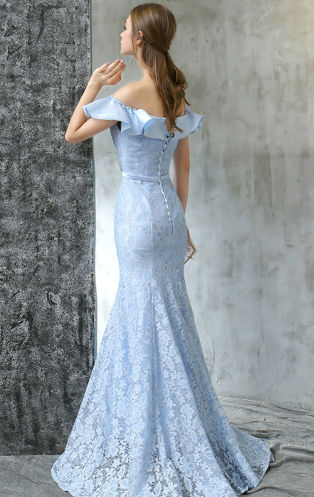 Off Shoulder Prom Dress, Mermaid Lace Prom Dress,Formal Prom Dress, LB0673
