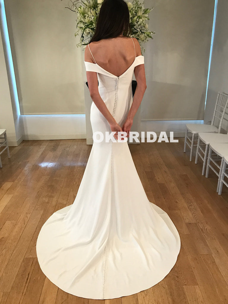 Off Shoulder Mermaid Wedding Dresses, New Arrival Backless Wedding Dresses, KX678