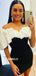 Elegant Black and White Off Shoulder Mermaid Backless Homecoming Dress, FC7004