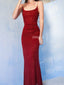 Red Spaghetti Straps Backless Mermaid Sexy Long Prom Dresses, FC7026