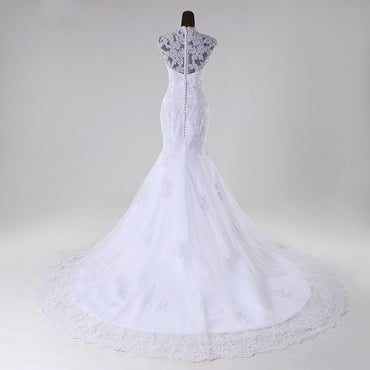 Long Wedding Dress, Lace Wedding Dress, Sleeveless Wedding Dress, Honest Bridal Dress, Mermaid Wedding Dress, Applique Wedding Dress, LB0704