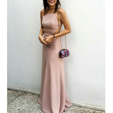 Halter Mermaid Two Pieces Lace Up Back Prom Dresses, PD0053