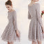 Off Shoulder Long Sleeve Lace Junior School Dress, Knee-Length Homecoming Dress, LB0723