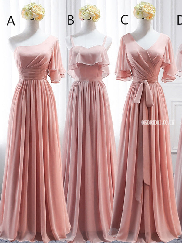 Dusty Pink Lace Mismatched High Low Fashion Bridesmaid Dresses, AB4035 –  AlineBridal