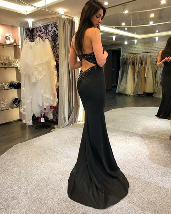 Short black mismatched open back sexy freshman homecoming prom dress,B –  OkBridal