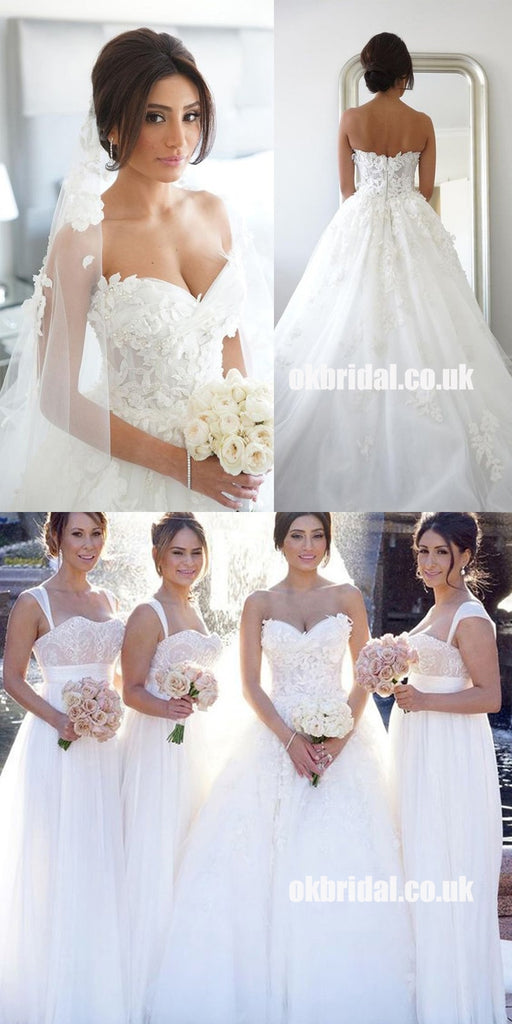 Sweet Heart A-Line Charming Wedding Dress, Tulle Applique Backless Wedding Dress,  LB0784