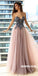 Sparkle Beaded Sleeveless Prom Dresses, Cheap Tulle A-Line Prom Dresses, KX838