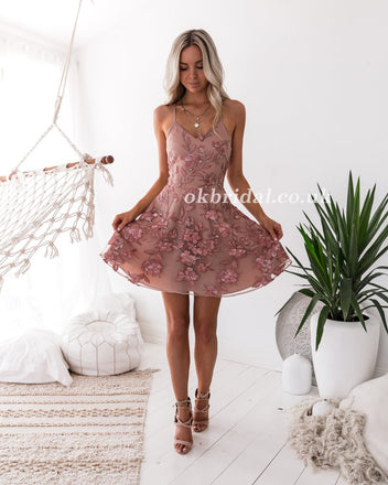 Short black mismatched open back sexy freshman homecoming prom dress,B –  OkBridal