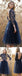 Tulle Navy Blue Prom Dresses, Backless Cocktail Dresses,Long Sleeves Homecoming Dresses,PD0003