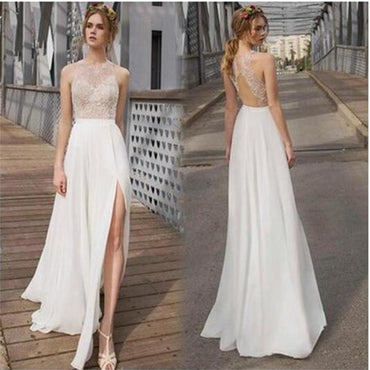 Scoop Neck Sleeveless Cute Appliques Custom Make Organza Wedding Party Dresses, WD0170